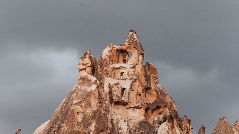 Uçhisar rock castle above the valleys